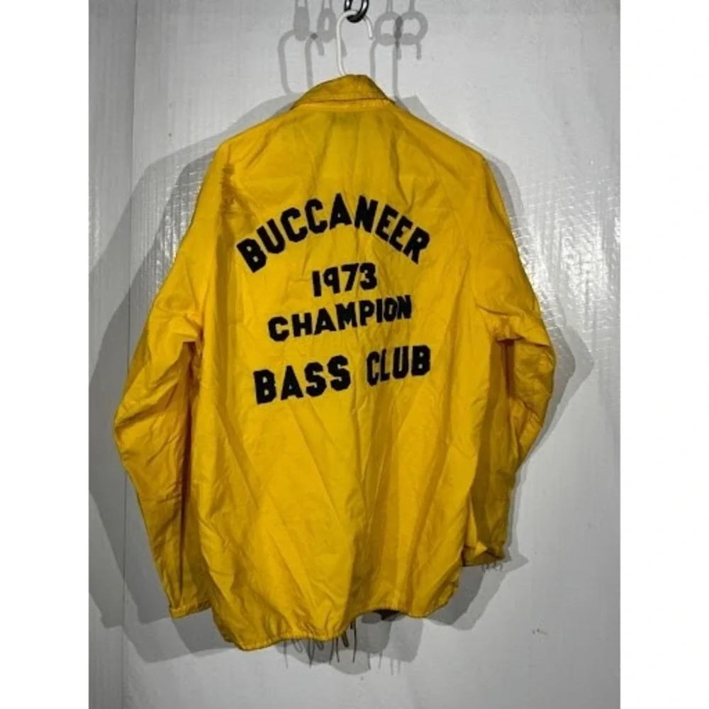 Vintage King Louie Coach Jacket 1973 Buccaneer Bass Club Yellow Large 44-46